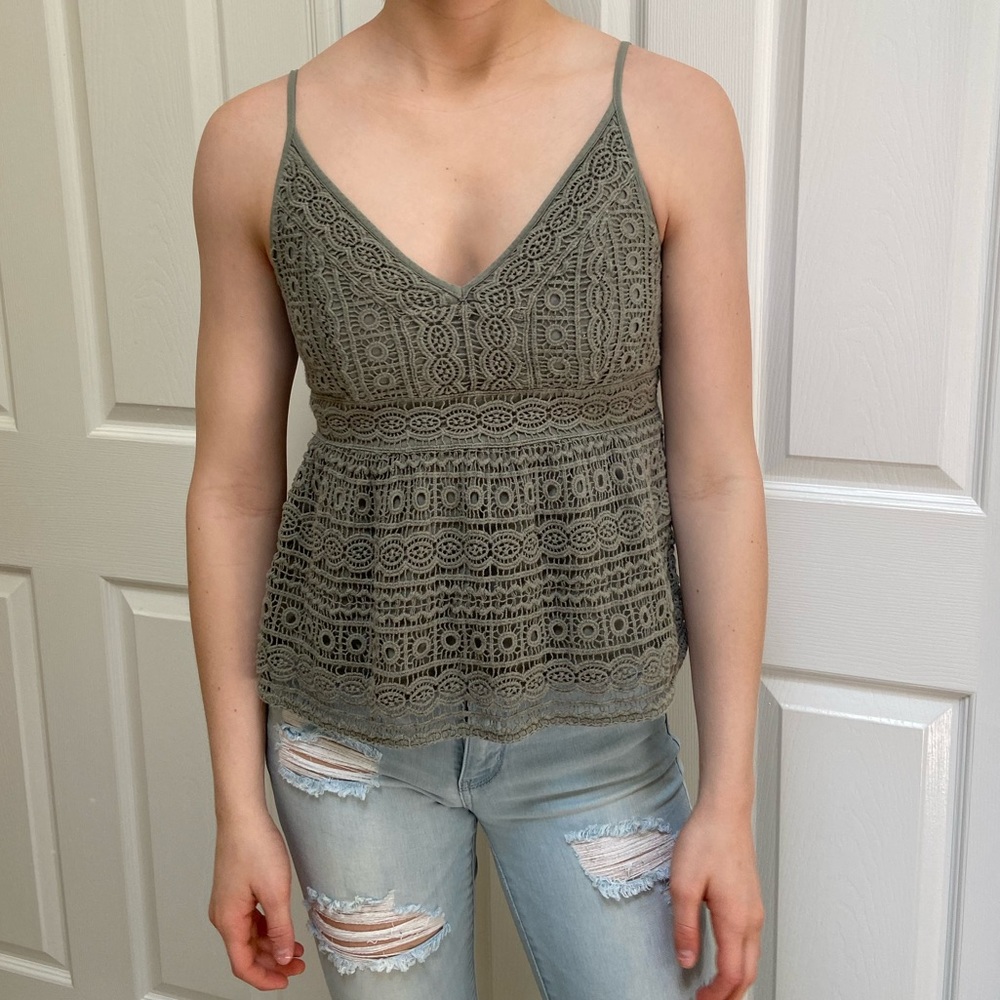 Abercrombie Green Lace Top